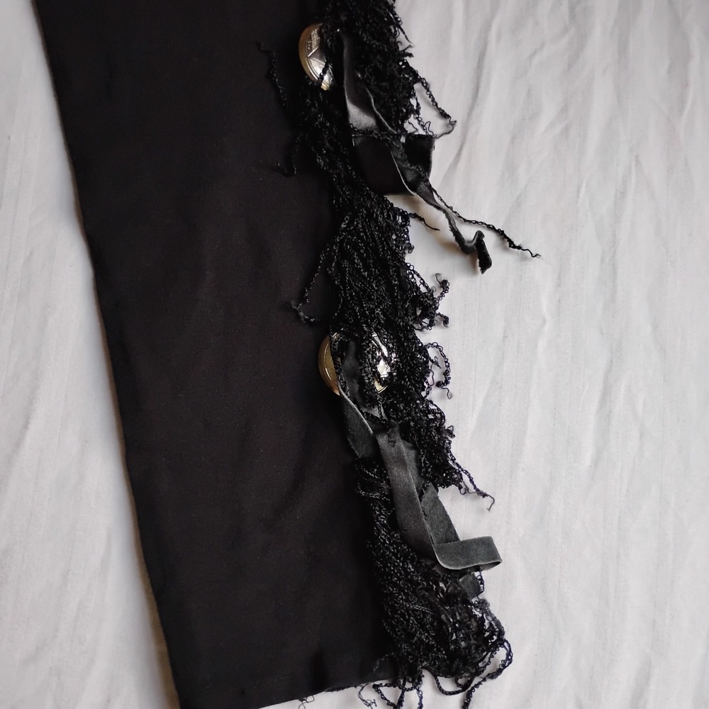 Tripp NYC Pants Small Fringe Beaded Legging Stretch Grunge Goth Vintage USA 90s - Picture 2 of 13
